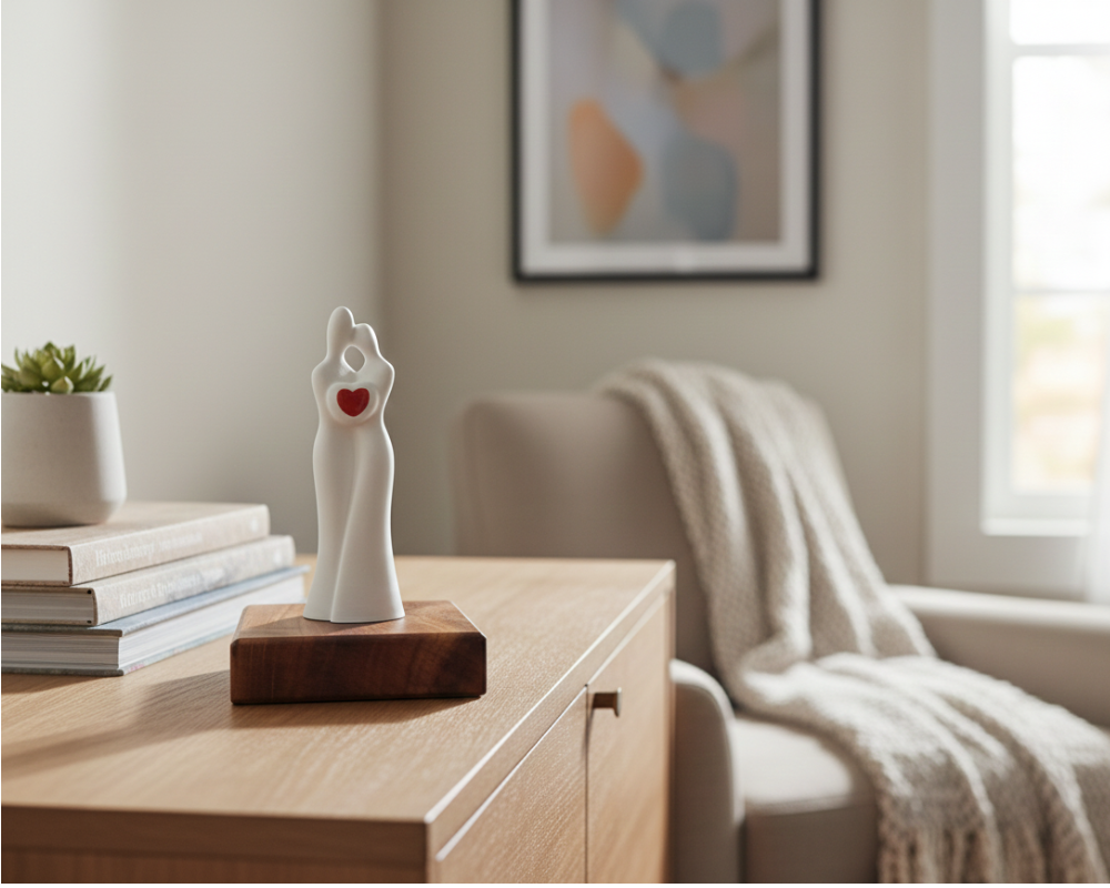 Couple Embrace Figurine with Heart - Image 2