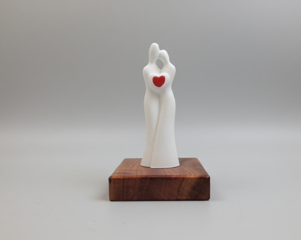 Couple Embrace Figurine with Heart