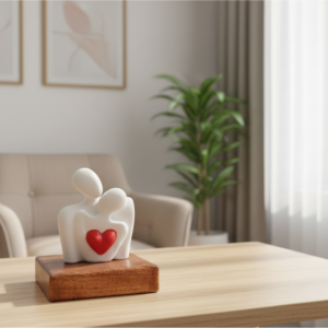 Minimal Cute Couple Sculpture with Heart