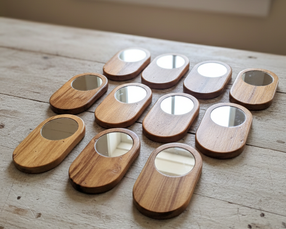 Pocket Bloom Teak Mirror - Image 3