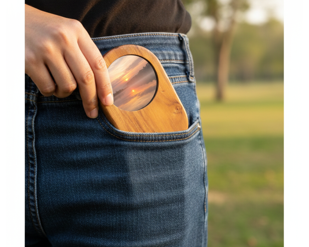 Pocket Bloom Teak Mirror - Image 5