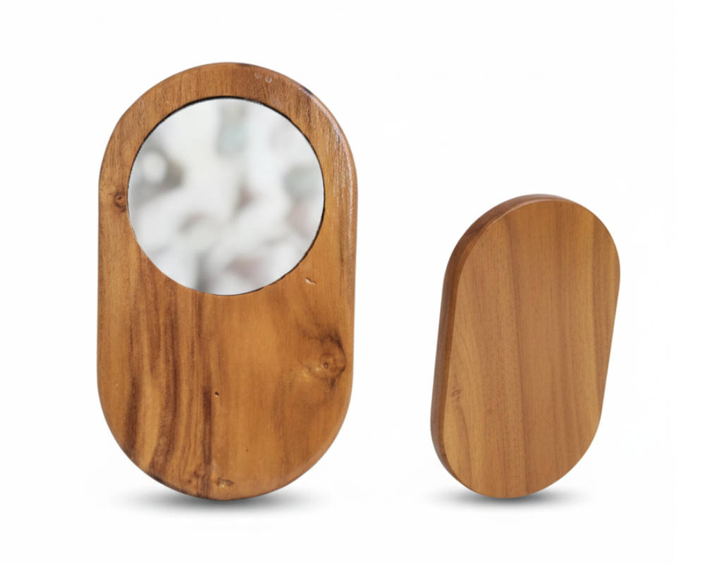 Pocket Bloom Teak Mirror